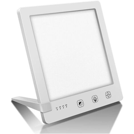 Lámpara de terapia de luz, 2000-10000 Lux Lámpara de luz solar natural portátil con 3 niveles brillo ajustables, espectro LED sin rayos UV, control táctil SAD/depresión/trastorno del sueño (6.31 in)
