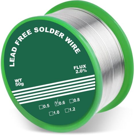Estaño para soldar de 0,6 mm, estaño para soldar de 50 g, estaño para soldar con fundente, estaño para soldar con núcleo de colofonia, cables para soldar componentes y reparar