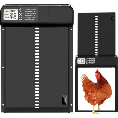 Puerta Gallinero Automatica, Puerta Automatica Gallinero Aleación de Aluminio con Pantalla LCD Grande Manual y Temporizador Anti-atrapamiento Puertas Automaticas para Gallinero Alimentada por Batería.