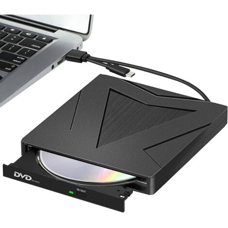 Unidades DVD/CD Externa, USB 3.0 y Type C portátil CD DVD +/- RW Grabadora de Reproductor Externo para PC Laptop Desktop MacBook, Compatible con Windows/7/8/10/XP/Linux/MacOS