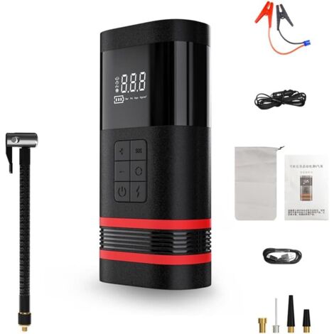 Arrancador de batería para automóvil, 4 en 1, con compresor de aire de 150 PSI, amplificador de batería de 1000 A (hasta motores de gasolina de 5,0 L), banco de energía de 7500 mAh (1/5)