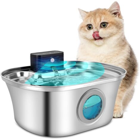 Stainless Steel Cat Fountain, 3.2L Cordless Cat Fountain, Automatic Cat Drinker with Sensor, Multi-Filtration That, Super Quiet Provides Running Water (Silver Boat Shape, 3.2L) (1/5)