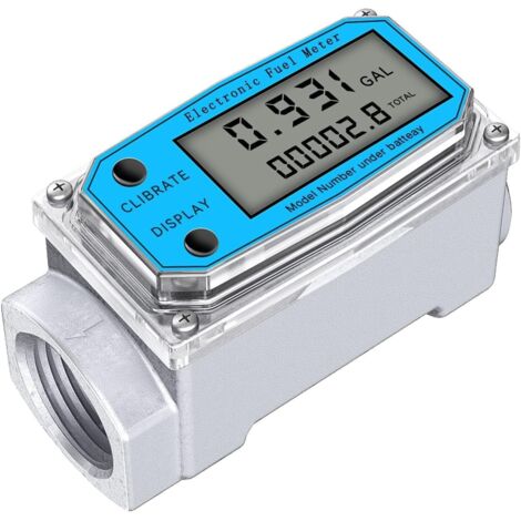 Medidor de Flujo de Agua de Turbina Digital Pantalla LCD Digital con Contador NPT y Medidor de Flujo de Combustible de GasóLeo con Rosca FNPT (1 Pulgada) (1/5)