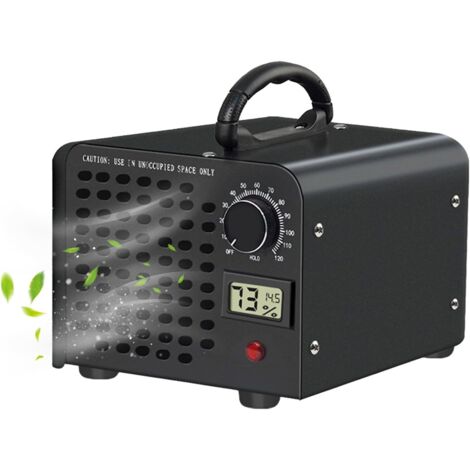 Generador de ozono de 60000 mg/h, purificador de aire de 120 W para 0-1200 m² con pantalla digital de temperatura y humedad, máquina de ozono O3 con temporizador, ideal para casa, oficina y coche.