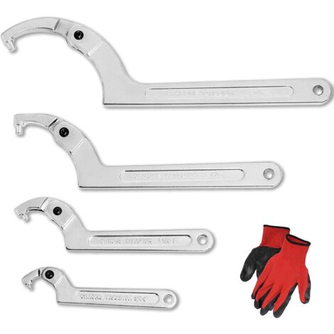 C 4-Piece Adjustable Hook Wrench, Round Head Keys Includes 3/4-2", 1 1/4-3", 2-4 3/4", 4 1/2-6 7/10" For Tightening Mechanical Equipment and Vehicles (1/5)