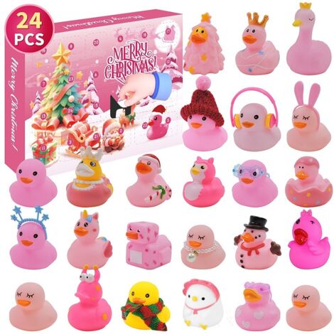 Calendario de Adviento 2024, cuenta atrás de 24 días para Navidad con 24 divertidos patitos de goma para el baño para niños de 3 a 9 años, regalos de Navidad, decoraciones navideñas (1/5)