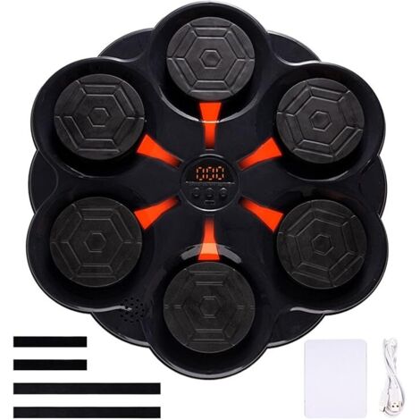 Máquina de boxeo con música, punzonadora rítmica, máquina de entrenamiento de boxeo, conexión inteligente BT, entrenamiento de cuerpo completo, 35,5 cm, negro, para niños y adultos (1/5)