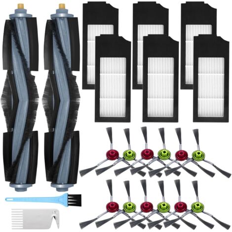 Accesorios aplicables para aspiradora Ecovacs Deebot X1 Omni / X1 e Omni / X1 Turbo / X1 / X1 Plus, 2 cepillos principales, 12 cepillos laterales, 6 filtros, 2 cepillos de limpieza (1/5)