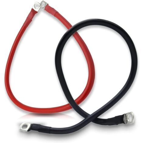 Cable de batería inversor de 2 piezas con terminal de anillo de cobre, cable de batería de 12 V, 16 mm² 5 AWG 50 cm, para motocicletas, automóviles, barcos, solar rojo y negro (M8) (1/5)