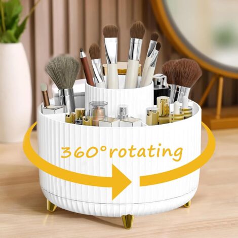 Organizador de Maquillaje, Organizador de brochas Giratorio 360°, Organizador de Cosméticos, Almacenamiento Cosmético Versátil para decoración de Habitaciones, Tocador, Dormitorio, Baño