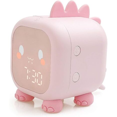 Despertador luminoso infantil para niñas, Despertador digital infantil para niñas y niños con simulador de amanecer, función de repetición, Despertador silencioso sin tic-tac para niños y niñas (rosa)