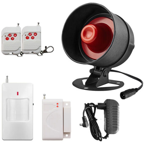 Alarma inalámbrica para el hogar, alarma para el hogar súper ruidosa de 115 dB con 1 alarma para puerta y ventana, 1 alarma de sirena, 2 controles remotos, 1 detector de movimiento, kit de alarma para