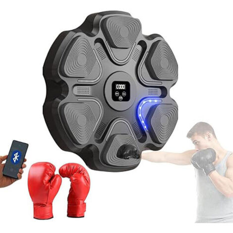 Máquina de boxeo Máquina de boxeo con música, Máquina de boxeo con música electrónica, Dispositivo de entrenamiento de boxeo de pared de PU, Almohadilla de boxeo LED con guantes de boxeo. (9 modos, 40 (1/5)