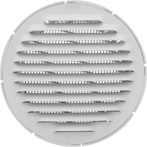 Rejilla de ventilación redonda de aluminio con mosquitera Rejillas de ventilación para salida de aire Ideal para techo de cocina y baño 10 cm de diámetro Color: Blanco