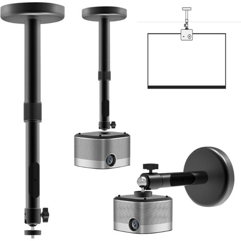 Soporte para proyector 2 en 1: montaje en techo, montaje en pared, soporte para proyector, soporte giratorio de 360°, hasta 5 kg, distancia al techo de 20 a 40 cm