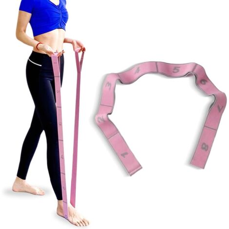 Correa de yoga, banda de estiramiento de yoga con 8 bucles, cinturón elástico de yoga, correa de ejercicio, cinturón de estiramiento de ligamentos de piernas, correa elástica de yoga para yoga, fitnes (1/5)