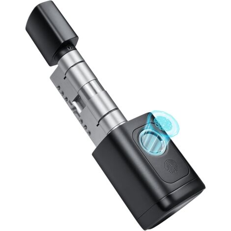 Cerradura Inteligente, 60mm-90mm Smart Fechadura, Electronica Bombin Cerradura Seguridad, Smart Lock Desbloqueo con Huellas Digitales, Contraseña, Aplicación, Llaves, Tarjetas Clave
