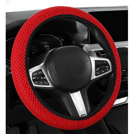 Funda Volante Coche,Funda Volante Coche Universal,Accesorios Coche,Cubre Volante Coche,Protector Volante Coche,Funda de Volante de Coche,Adecuado para la Mayoría de Automóviles (Rojo)