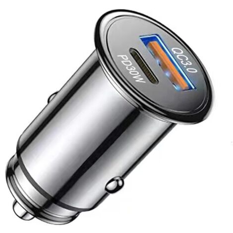 Cargador USB para coche, cargador USB C PD48W de carga rápida, cargador USB A QC3.0 totalmente metálico para iPhone 14 13 12 11 Pro Max Samsung S21 Galaxy Huawei iPad AirPods Switch LG (1/4)
