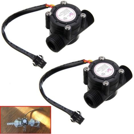 2Pack Sensor flujo de agua 1-30L / min Interruptor del medidor de flujo de fluido de 1/2 "G1 / 2 Contador 1-30L / min Medidor para el medidor de flujo Arduino Instrumento medición temperatura