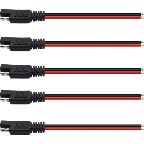Cable conector SAE de 12 V, 14 AWG, 15 cm, conector rápido SAE de 2 pines, cable de extensión SAE de desconexión rápida para motocicletas, automóviles y tractores (paquete de 5) (1/5)