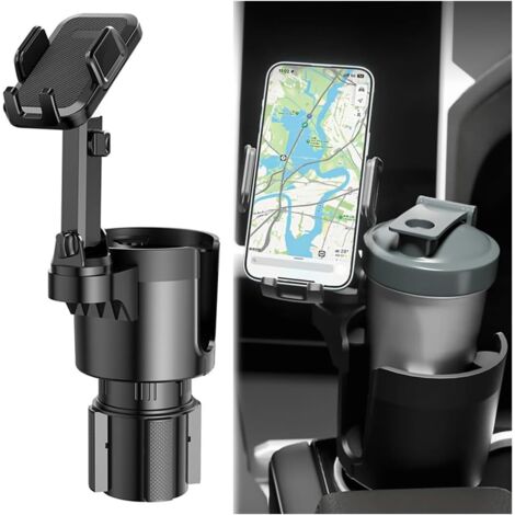 Portavasos multifunción 2 en 1 para coche, soporte para teléfono, base ajustable, giratorio 360°, extensor universal. (1/5)