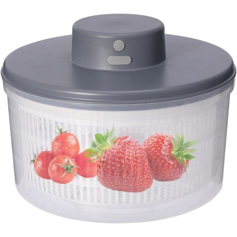 Centrifugadora de ensaladas eléctrica, deshidratadora de ensaladas para frutas y verduras Centrifugadora de ensaladas de gran capacidad de 3 l, licuadora eléctrica, secadora de ensaladas, carga USB, (1/5)