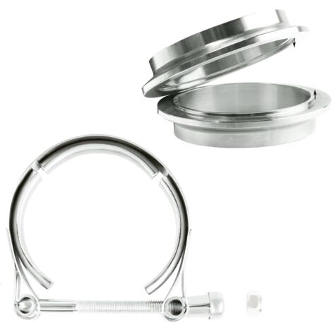 3 pulgadas (76 mm) Kit de abrazadera de banda en V,incluso acero inoxidable V banda abrazadera y brida de hierro para tubo de escape de turbina (1/5)