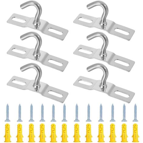 6 Piezas Gancho de Techo Gancho para Lampara Ganchos para Colgar, Gancho Lamparas Techo Anclaje para Pared con Tornillos, Ganchos de Hierro para Colgar Macetas, Lamparas, Ventiladores de Techo 68mm (1/5)