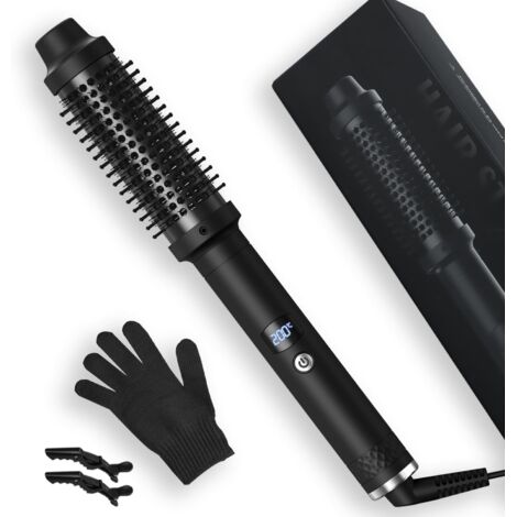 Cepillo térmico de 38 mm, cepillo redondo con pantalla LCD, 120-200 °C, cepillo eléctrico para rizar el cabello, cepillo alisador eléctrico profesional, peine calefactor. (1/5)