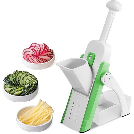 Cortadora para cocina Cortadora de patatas para patatas fritas 5 en 1 Cortadora de alimentos vegetales Cortadora de patatas fritas Cortadora de alimentos Espesor ajustable (COLOR: Verde) (1/5)