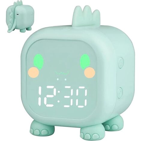 Despertador con luz para niños, Despertador de Dinosaurio, Simulador de Amanecer, Despertador Infantil con Temporizador, Entrenador de sueño con repetición, Despertador Digital para niñas y niños, Reg (1/5)