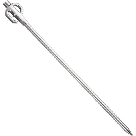 Estaca de amarre para perros de acero inoxidable, resistente y giratoria de 360° - Estaca de anclaje al suelo - Accesorio de camping con cadena de cable - 45 cm (1/5)