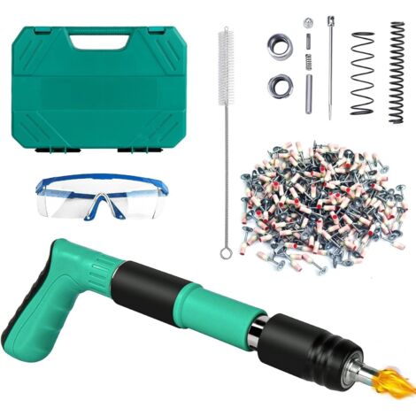 Kit de remachadora neumática, clavadora a gas para hormigón, clavadora, clavadora neumática inalámbrica, con 200 clavos redondos: herramienta de construcción versátil y ecológica.