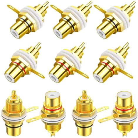 10 conectores hembra RCA, adaptador de montaje en panel de chasis RCA (1/5)
