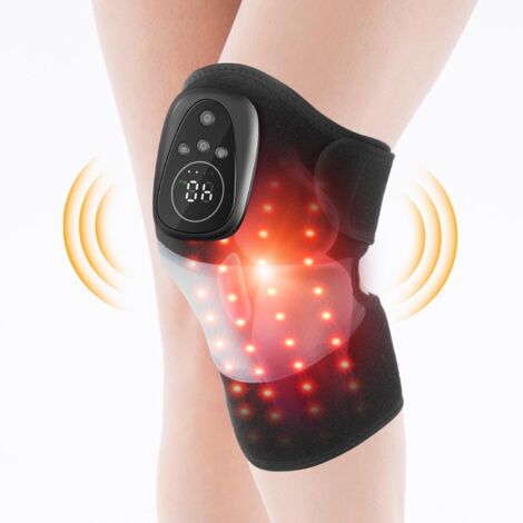 Masajeador de rodilla con luz roja y calor, dispositivo inalámbrico 3 en 1 para rodilla, hombro y codo envoltura recargable para aliviar el dolor y relajar los músculos. (1/5)