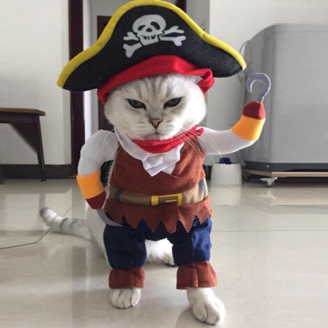 Disfraces de Halloween para perros y gatos, ropa pequeña, cosplay de piratas (tallas grandes) (1/4)