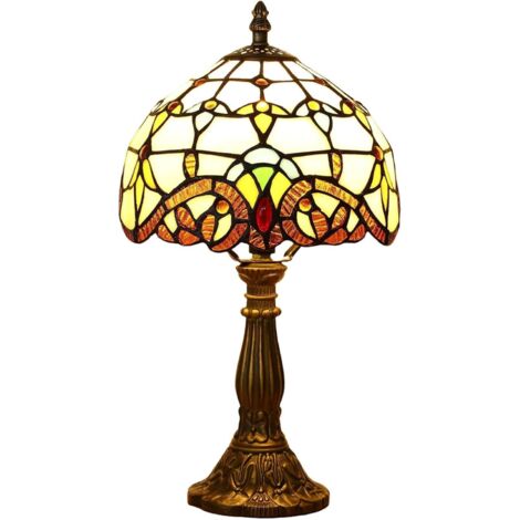 Lámpara Tiffany, lámpara decorativa vintage de vitral, lámpara de escritorio, lámpara de noche, lámpara de lectura, lámpara de mesa, para dormitorio y sala de estar, con bombilla E27 (1/5)