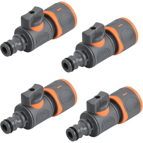 4 Piezas Conector de Manguera de Jardín, Conector con Válvula Reguladora, Tubería de Agua de Conector Rápido, para Mangueras de Agua de 1/2 Pulgadas (1/5)