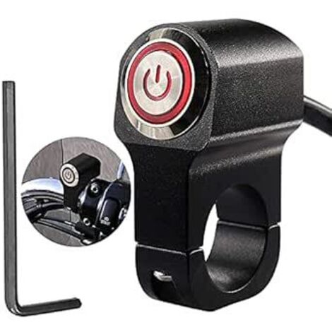 2 interruptores de botón para manillar de motocicleta ATV de 12 V, 22 mm (7/8"), luz de emergencia, freno, luz antiniebla, interruptor de encendido y apagado (rojo) (1/5)