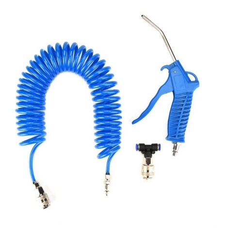 Pistola de aire comprimido con manguera de aire de 5 metros, soplador de aire con conector en T, kit de limpieza de pistola de aire para camión, furgoneta, camión pesado (1/4)