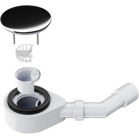 Sifón para plato de ducha VersoFlat Altura: 60 mm Válvula de desagüe, horizontal Set de Desagüe incluido el sifón de diámetro ø 90 mm con colector de pelo Color de la tapa: Cromo