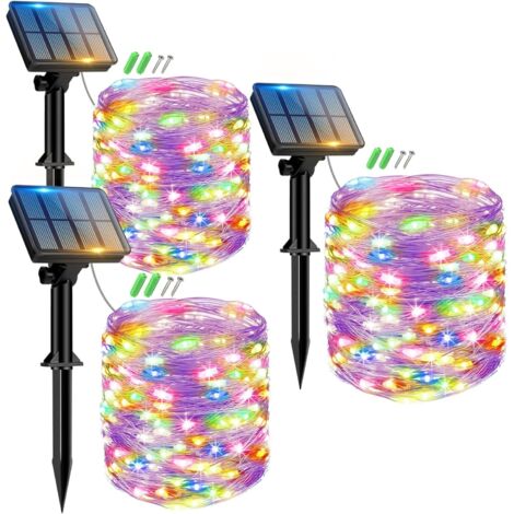 【3 Packs Guirnaldas Luces Exterior Solar, Totalmente 36M 360 LED 8 Modos IP65 Cadena de Luces Decoracion para, Terraza, Fiestas, Bodas, Patio, Jardines (1/5)