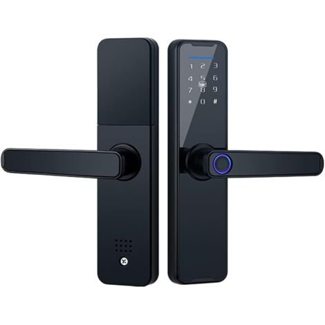 Cerradura de puerta inteligente con huella dactilar Tuya, cerradura de puerta inteligente de aleación de aluminio, desbloqueo con huella dactilar/tarjeta/llave/código