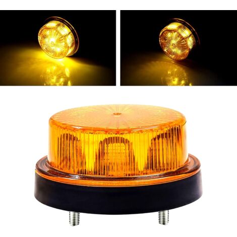 Luz estroboscópica LED de 24V, lámpara de emergencia magnética ámbar, luz de advertencia de seguridad intermitente giratoria para camiones,tractores,carretillas elevadoras de coche, autobús,amarillo. (1/5)