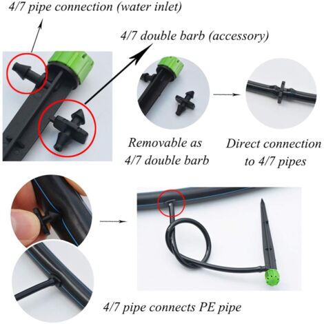 Aspersor De Riego Ajustable 360° Para Tubo De 4/7 Mm: Riega Macetas, Huertos Y Césped Con Un Chorro Regulable De 0 A 50 Cm