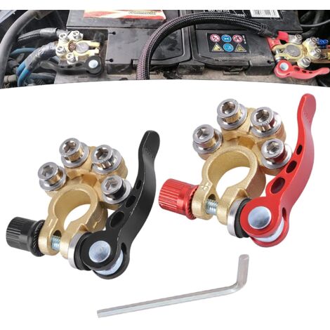 conectores de terminal de batería, terminales de batería automotriz, abrazadera rápida, placa de cobre de 4 vías para barcos, autos y camiones. (1/5)