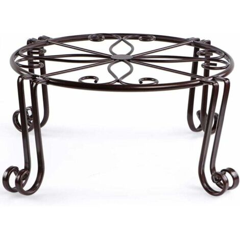 Soporte giratorio para plantas, soporte para macetas de metal de 30 x 15 cm, soporte para macetas de hierro forjado para decoración (marrón) (1/5)