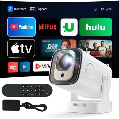 Mini proyector 4K, proyector de vídeo portátil, WiFi 6, Android 11, compatible con Full HD 1080p para teléfono/PC/portátil/dispositivo de vídeo, cine en casa HDMI, rotación de 180° (HY260pro)