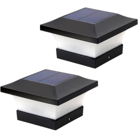 2 Piezas de Postes Solares Luces Decorativas Led Pilar Columna Lámpara Valla Paisaje Cuadrado Tapa Luz para Jardín Patio Patio ( 3W 6000K Luz Blanca)